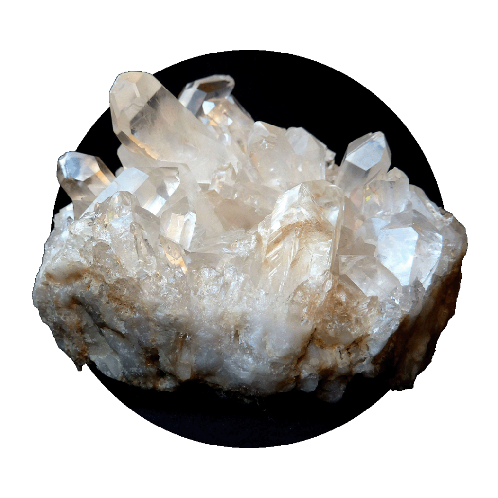 Silicea in solid form as quartz